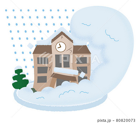 雪崩の被害に遭う学校のベクターイラスト 雪崩の被害に遭う学校のベクターイラスト 80820073