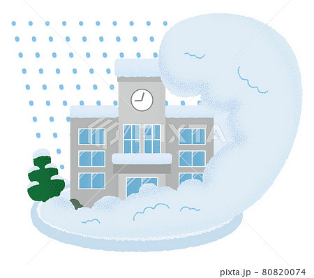 雪崩の被害に遭う学校のベクターイラスト 雪崩の被害に遭う学校のベクターイラスト 80820074