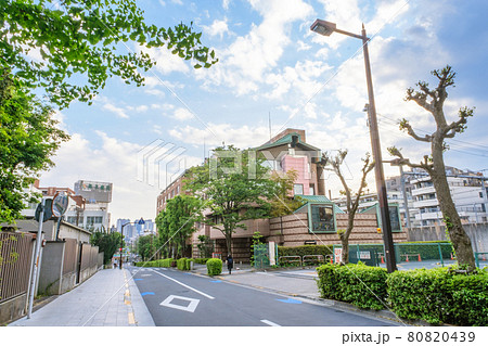 都市風景　新緑の学習院椿の坂と切手の博物館　東京都豊島区 80820439