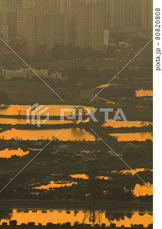 a view at Kai Kung Leng,  fish pond of Nam Sang Wai, Yuen Long 80820808