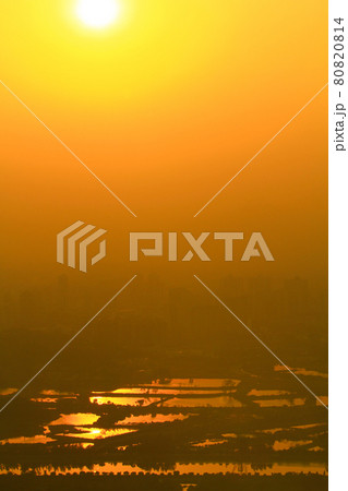 a view at Kai Kung Leng,  fish pond of Nam Sang Wai, Yuen Long 80820814