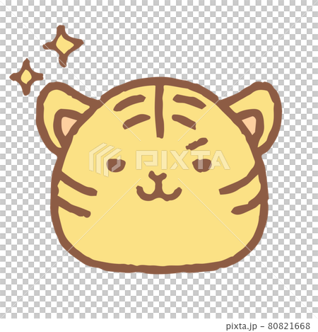 一隻可愛的手繪老虎，長著一張娃娃臉的插圖 80821668