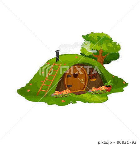 Fairytale Hobbit Or Dwarf House Home Under Hillのイラスト素材