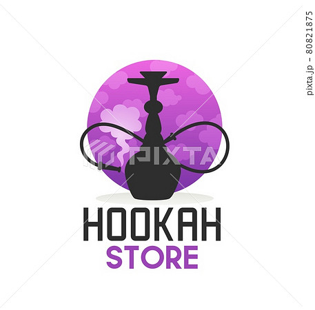 Hookah store icon with shisha, pipe and smoke 80821875