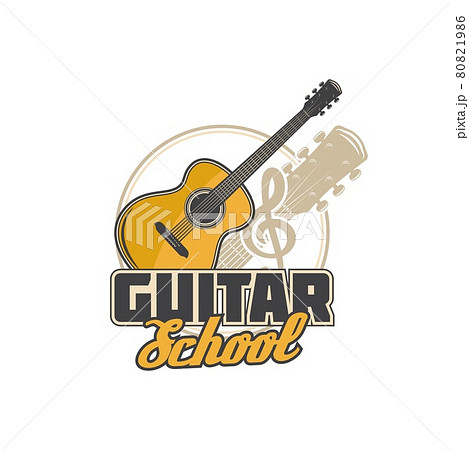 Guitar music school icon, musician education Guitar music school icon, musician education 80821986