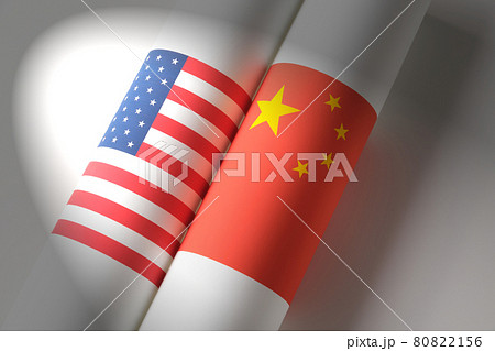 国旗のイメージ　アメリカ　中国 80822156