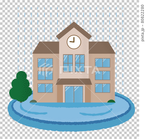Vector illustration of a school suffering from flood Vector illustration of a school suffering from flood 80822280