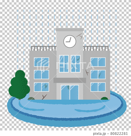 水害に遭う学校のベクターイラスト 水害に遭う学校のベクターイラスト 80822281