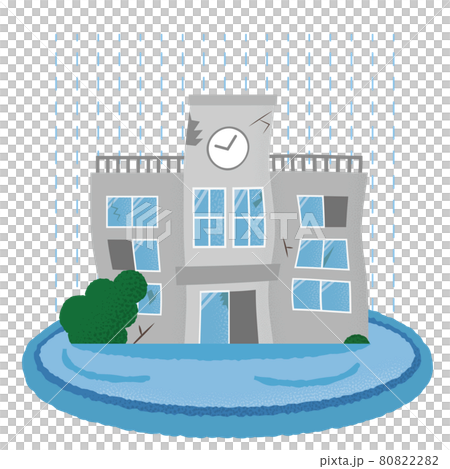 Vector illustration of a school suffering from flood Vector illustration of a school suffering from flood 80822282