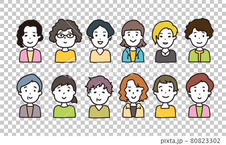 Simple and pop female upper body icon illustration 80823302