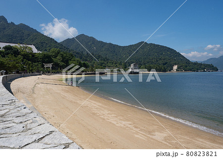 御三笠浜から嚴島神社の大鳥居を望む<広島県宮島/8月> 御三笠浜から嚴島神社の大鳥居を望む<広島県宮島/8月> 80823821