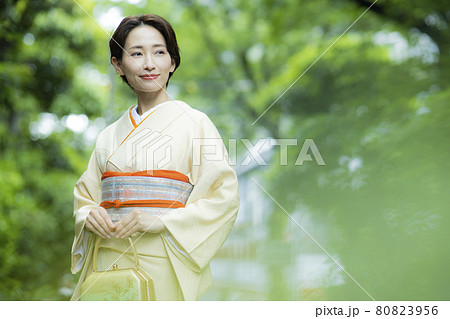 着物の女性 色無地 着物の女性 色無地 80823956