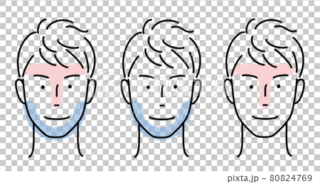 男性の顔 TゾーンとUゾーンのセット 男性の顔 TゾーンとUゾーンのセット 80824769