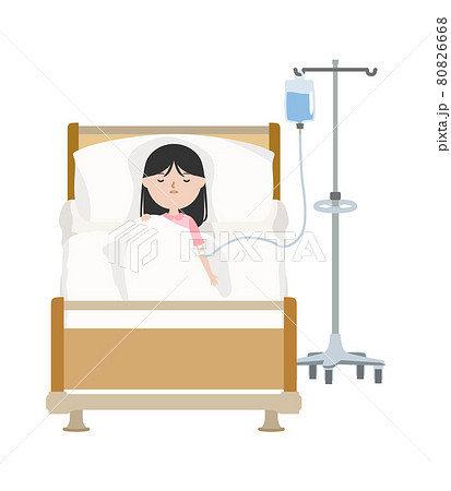 点滴をうって安静にしている女の子 80826668