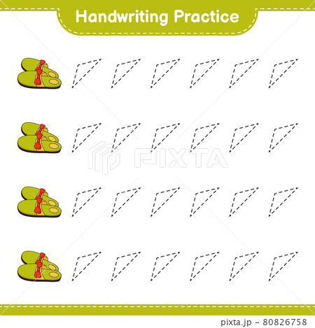 Handwriting practice. Tracing lines of Slippers. Educational children game, printable worksheet, vector illustration 80826758