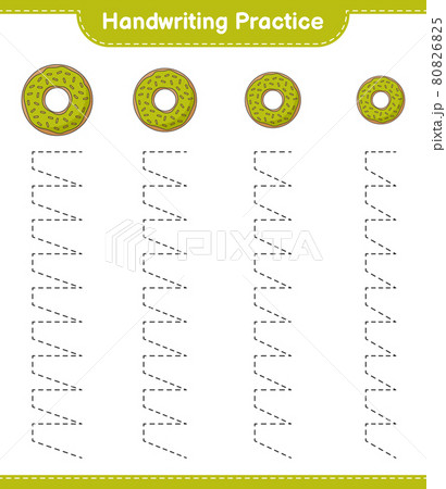 Handwriting practice. Tracing lines of Donut. Educational children game, printable worksheet, vector illustration 80826825