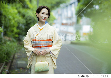 着物の女性　色無地 80827434