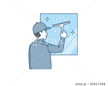 清掃業者 クリーニングスタッフ ビルメン スクイージーで窓ガラスを磨く男性 ワイパー イラスト素材 清掃業者 クリーニングスタッフ ビルメン スクイージーで窓ガラスを磨く男性 ワイパー イラスト素材 80827488