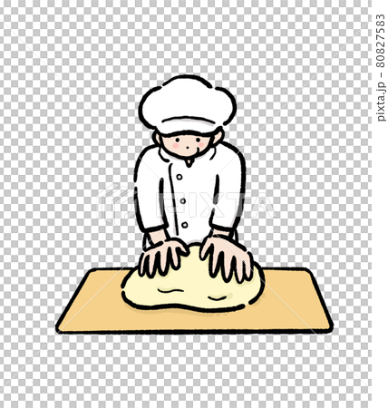 パンをこねるパン職人のイラストのイラスト素材 8075