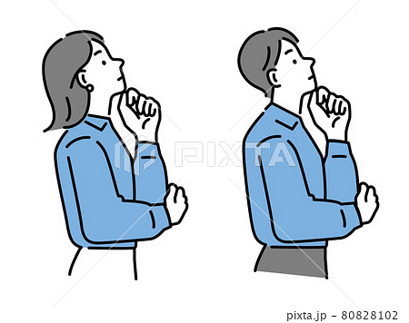 考える、悩む男女のイラスト(迷う、トラブル、勉強、目標、悩む、失敗、挫折、心配) 80828102