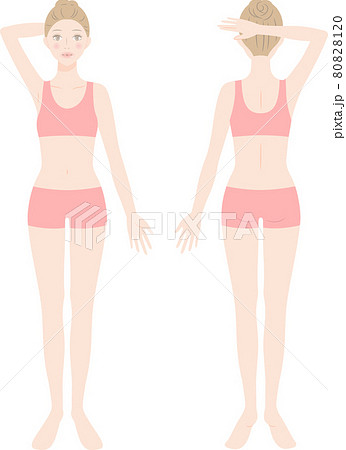 女性 美容 全身 正面と後ろ姿のイラスト素材 8081