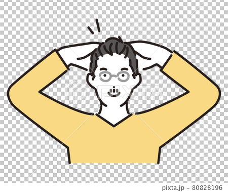 Simple illustration vector illustration of a man doing a scalp massage Simple illustration vector illustration of a man doing a scalp massage 80828196