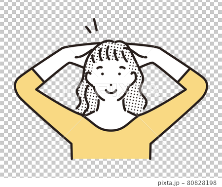 シンプル イラスト 頭皮マッサージをする女性 シンプル イラスト 頭皮マッサージをする女性 80828198