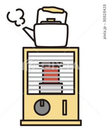 シンプル　イラスト　ストーブとやかんのベクターイラスト 80828428