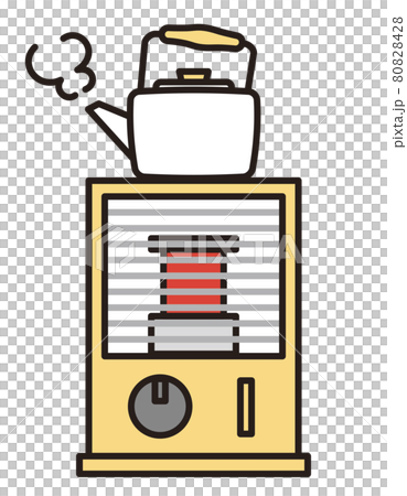 シンプル　イラスト　ストーブとやかんのベクターイラスト 80828428