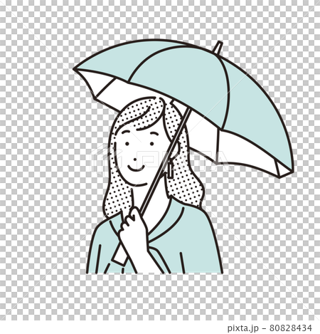 シンプル　イラスト　傘をさす女性のベクターイラスト 80828434