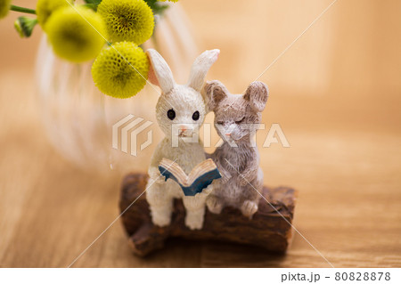 うさぎ 読書 黄色 花 カード うさぎ 読書 黄色 花 カード 80828878