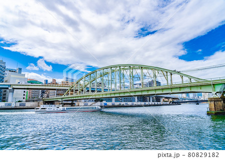 東京の都市風景 隅田川橋梁周辺の風景 東京の都市風景 隅田川橋梁周辺の風景 80829182