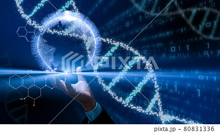 Dnaとグローバルを背景とした先進医療 遠隔治療のイメージ 先進技術を使った新しい治療法と人類の希望のイラスト素材