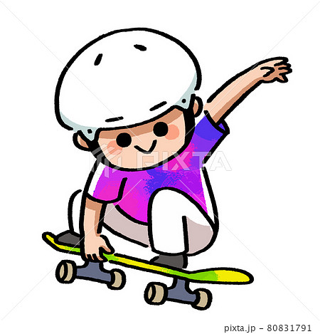 スケートボードをする子どものイラスト素材