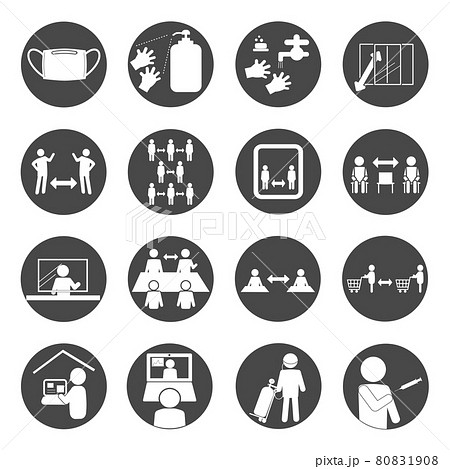 Infection control pictogram black circle frame 80831908