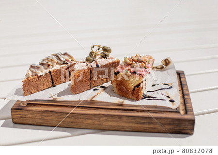 three bruschetta with fish and cream cheese three bruschetta with fish and cream cheese 80832078
