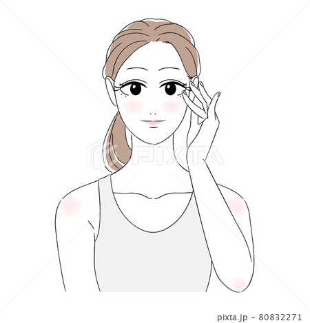 女性 美肌 肌トラブル 美容 スキンケア 笑顔 ニッコリ タンクトップのイラスト素材