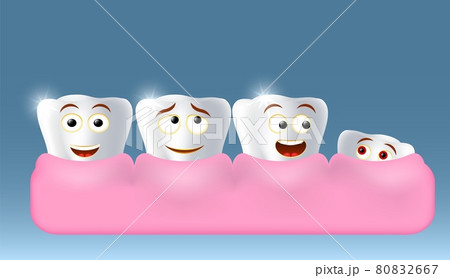Growing up new tooth character, vector illustration. Children dentistry, dental health, oral hygiene. 80832667