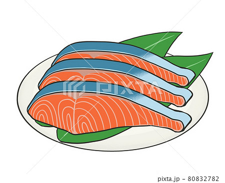 鮭の切り身 複数 イラストのイラスト素材 8027