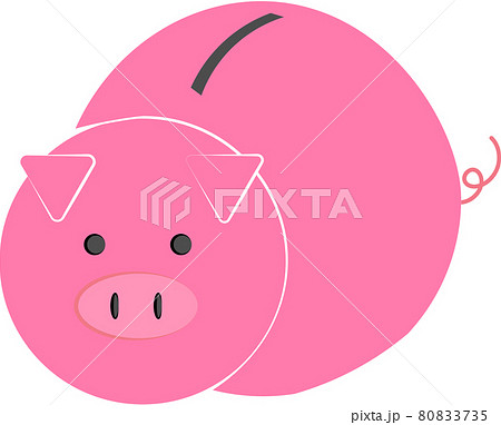 ピンクのぶた貯金箱イラスト ロゴのイラスト素材