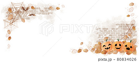 ハロウィン レンガ風背景フレーム 横長のイラスト素材