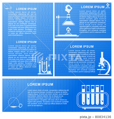 Set of banners with icons of flask and test tube Set of banners with icons of flask and test tube 80834136
