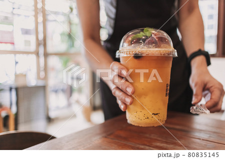 Passions mixed fruits drinks served in the cafe. Passions mixed fruits drinks served in the cafe. 80835145