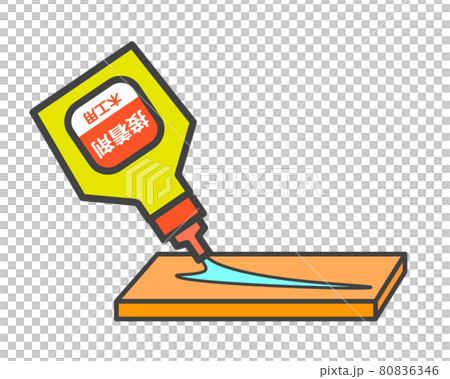 Illustration of putting out adhesive and working 80836346