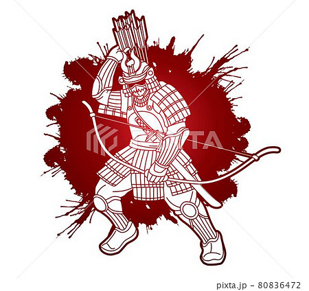 Samurai Warrior with Weapon Bushido Action Ready to Fight Cartoon Graphic Vector 80836472