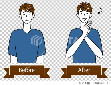 スキンケア 顔のお肌トラブル シミ そばかす のビフォーアフター 可愛い男性のイラスト ベクターのイラスト素材
