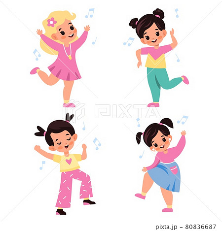 Kids dancing. Children characters dance and... - Stock Illustration  [80836687] - PIXTA