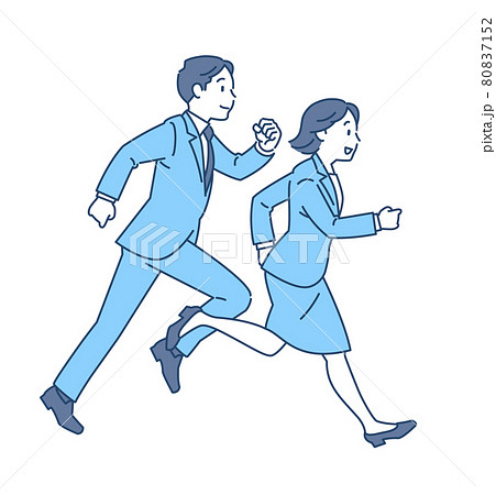 走るスーツの男女のイラスト素材