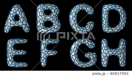 Realistic 3D letter set A, B, C, D, E, F, G, H made of silver shining metal . 80837993