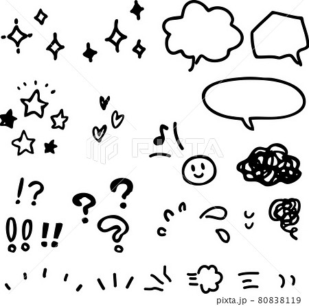手書きのデコレーションイラストセット 80838119